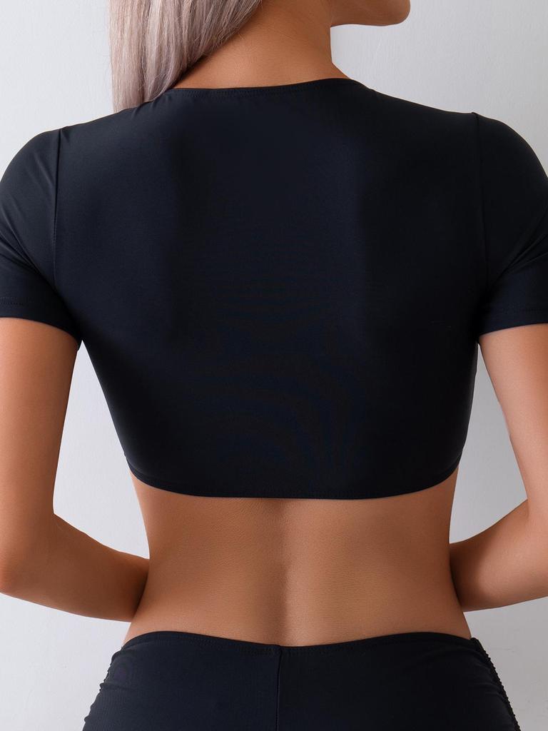 2025 European & American High-Waisted Solid Color Bikini: Sexy Slimming Two-Piece Swimsuit