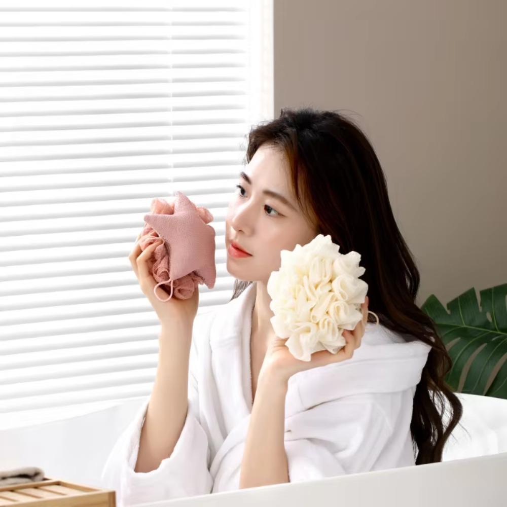 2Pcs Non-loose Back Massage Foam Net Super Soft Bath Flower Ball Cloud Scrub Towel  Student