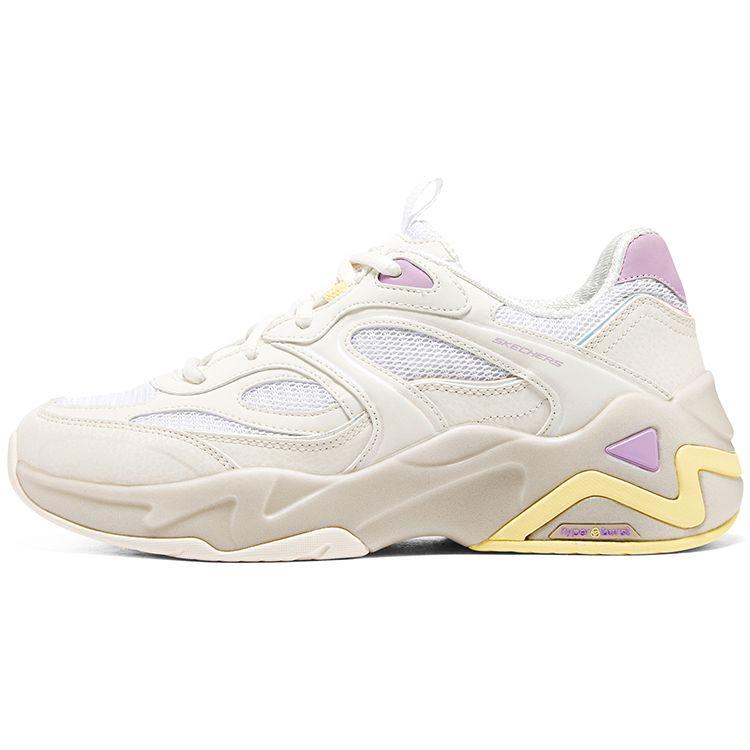 Skechers DLites Hyper Burst Fabric Leather Bubble Panda Shoes Low Top Dad Shoes Women sneaker Peach 149983-NTPH 35