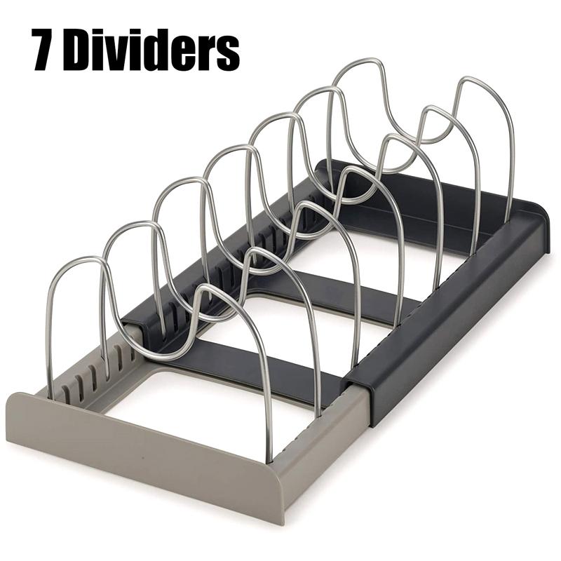 Kitchen Cabinet Organizers For Pots And Pans Expandable Stainless Steel Storage Rack Cutting Board Drying Cookware Shelf 7 Dividers 1370₽