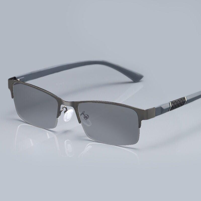 Photosensitive Color-Changing Myopia Glasses Men'S Business Classic Anti-Fog And Anti-Blue Uv Half-Frame Glasses Frame