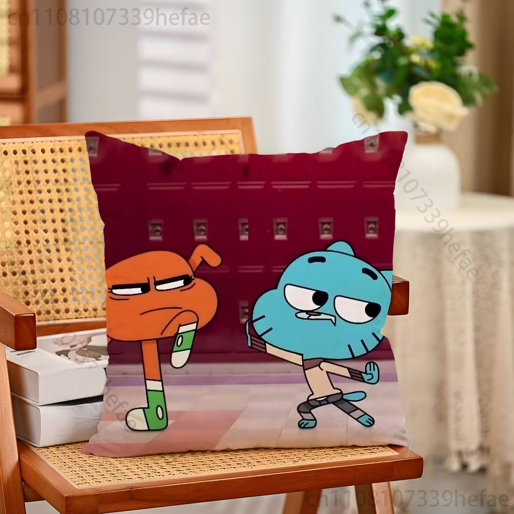 DDarwin And GGumball Pillow Cases for Bedroom Living Room Sofa Home Decor Polyester Cushion Cover with Zipper