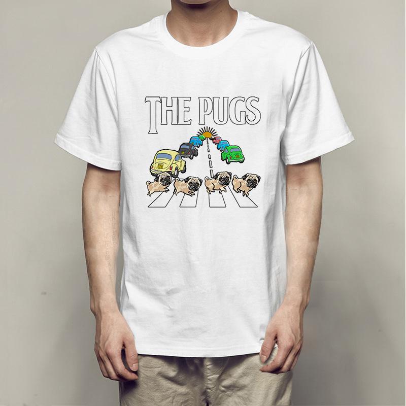 Summer Bago Dog Rock Pug Rock Printed Cotton Loose Round Neck Short Sleeve T-Shirts Men’s