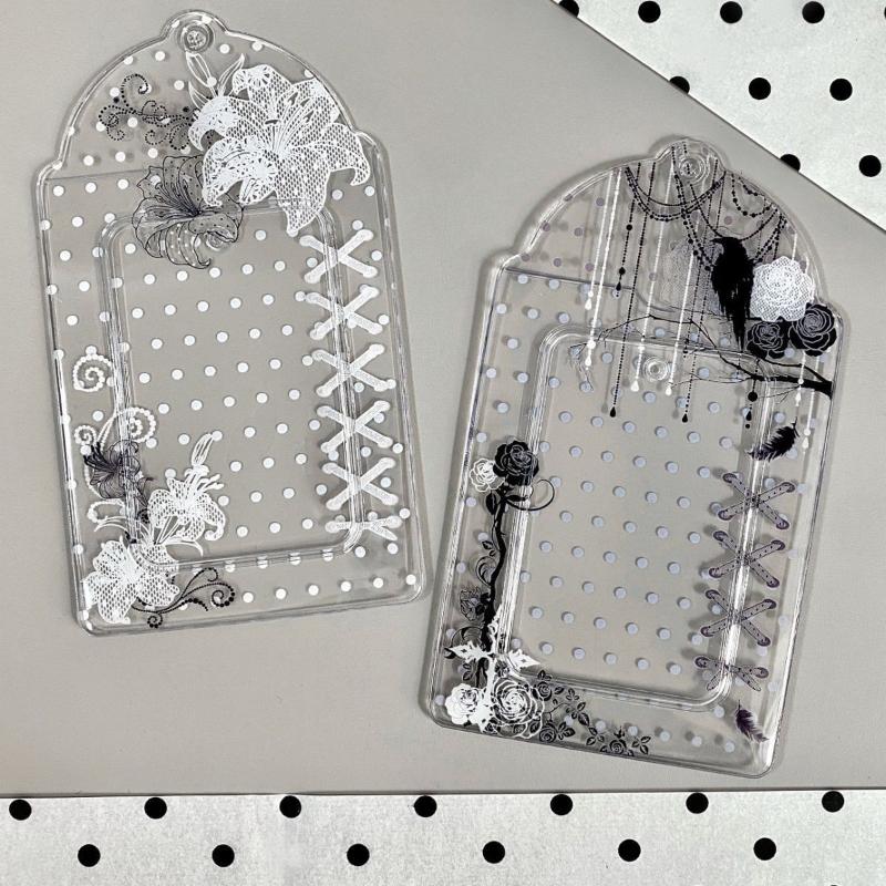 1/2Pcs Floral Polka Dot PVC Card Holder Scratch Resistant Kpop Photocard Organizer Pouch for Daily Use