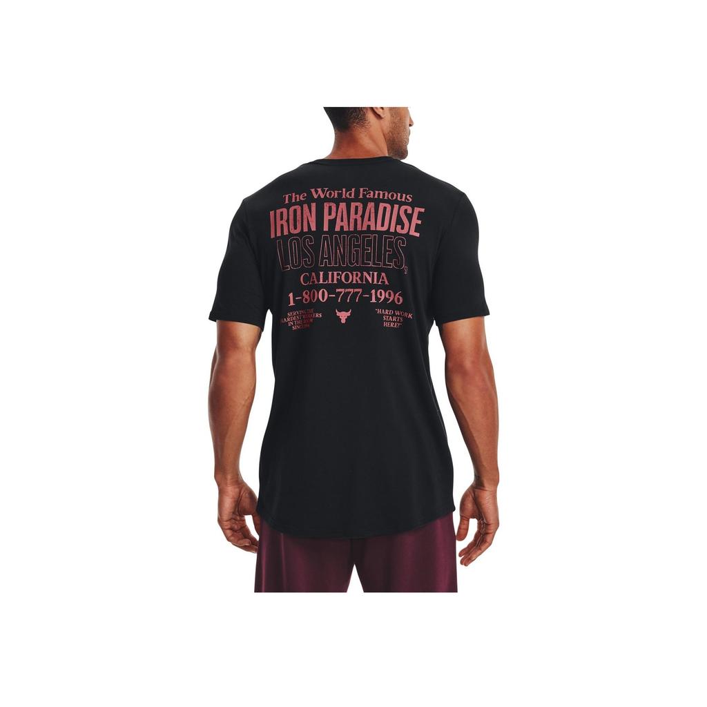 Under Armour Letter Print Crew Neck Sports Retro T-Shirt Men Tops Black 1374845-001