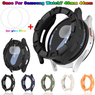 Estojo 2-EM-1 + Película de Vidro Temperado Para Samsung Galaxy Watch 7 40mm 44mm Protetor de Tela TPU & Capas Protetoras de Para-choque