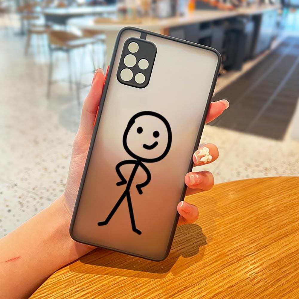 Cute Middle Finger Funny Man Galaxy A53 5G Case For Samsung A52 A52s A13 A14 A21S A23 A32 A33 A51 A71 A73 Phone Case Matte Cover