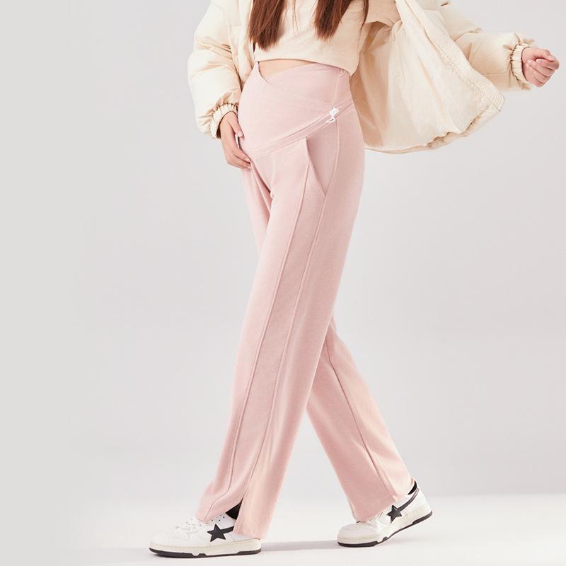 Maternity pants casual pants wear autumn and winter new Pupu maternity pants belly support pants thin and drape maternity wide-leg pants