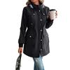 European and American Women's Clothing Elegant Casual Drawstring Waist Hooded Zipper Jacket Long Trench Coat