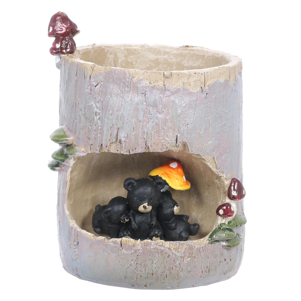 Tomfeel Baumstumpf-Sukkulenten-Blumentopf, Cartoon-Pastoral-Stil, Tier-Blumentopf, Kunstharz-Topf, Garten