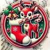 2D Flat Vintage Deer Metal Wall Art Round Christmas Sign with Candy Canes Bells Stocking Easy Home Decor