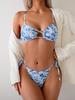 2025 Cross-Border Lace-Up Printed Bikini Swimsuit for Women - European & American Style