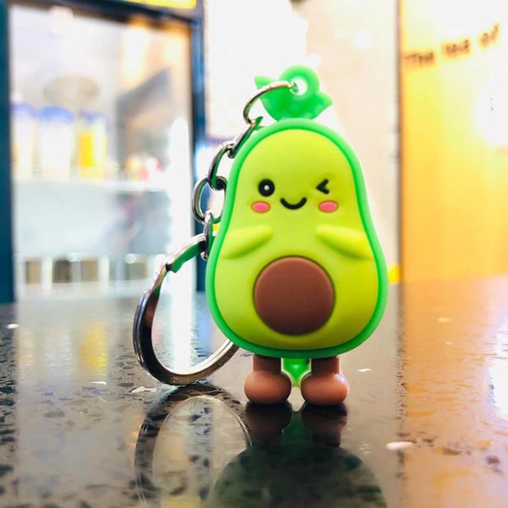 Key Rings Doll Key Ring Bag Pendant Simulated Fruit 3D Keychain Smiling Avocado Avocado Keychain