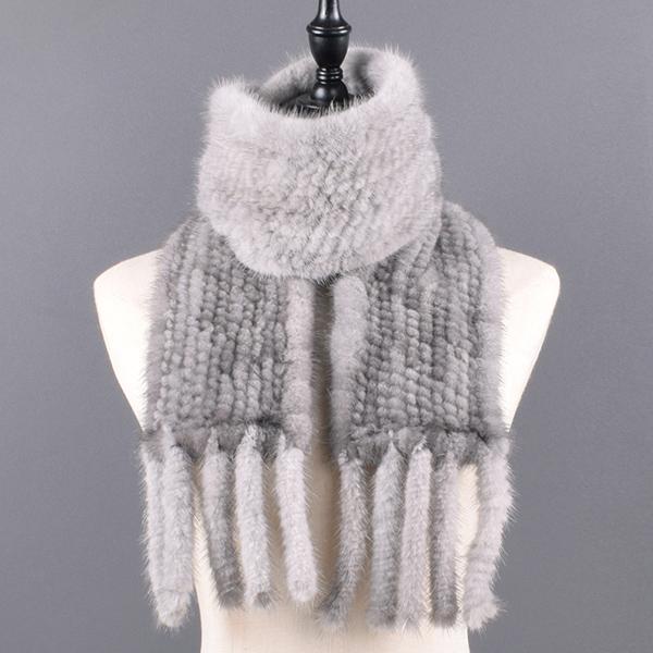 Fashion Fur Scarf for Winter Real Mink fur women Scarves Ladies Tassel Real Fur Shawls Winter Natural Rex Mink Fur Bib