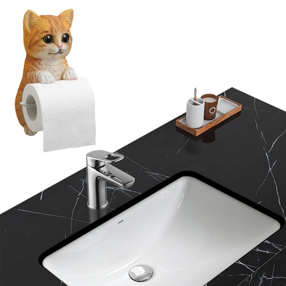Wall Mount Toilet Paper Roll Holder Resin Animal Paper Towel Holder Decorative Cat Shape Paper Stand Kitchen and Bathroom Use