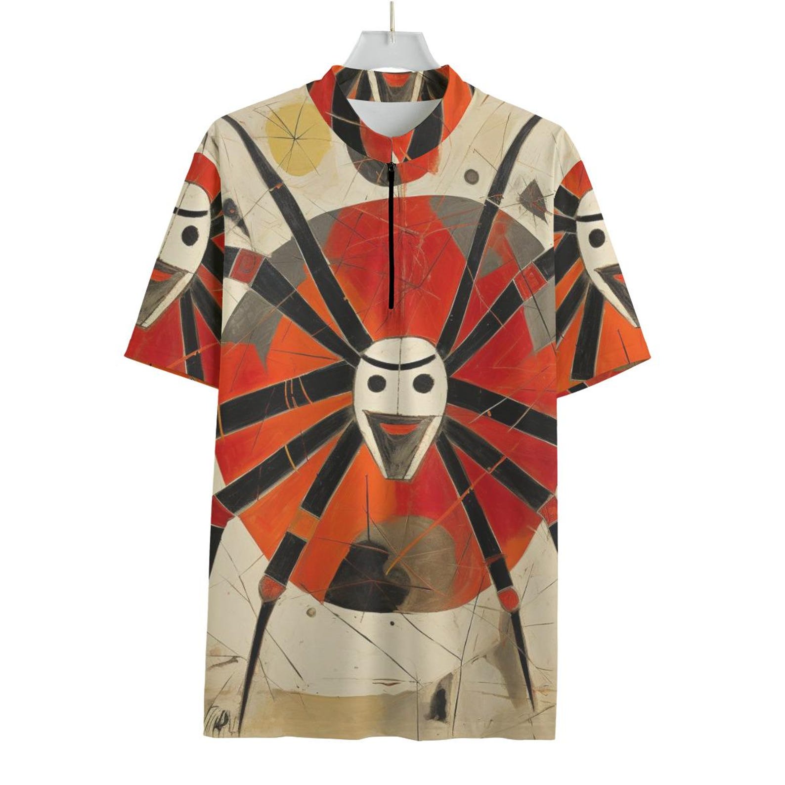 Widowmaker Web – Red Black Spider Cyclist Jersey – Bold Abstract Bug Shirt L