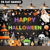 2D Flat Banner 1pc - Spooky Halloween Ghost Pumpkin Head Design, Halloween Theme