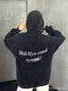 American Retro Distressed Black Hoodie with Unique Letter Design and Trendy Warmth