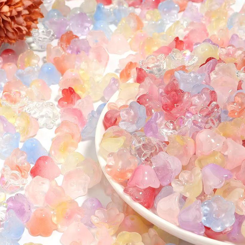 50pcs/lot Lily of The Valley Flower Shape Glass Beads Colorful Lampwork Beads For DIY Crafts Jewelry Making Accessories