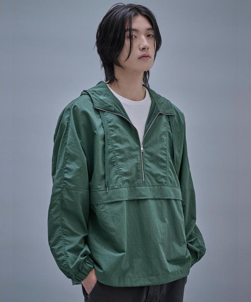 Shift.G Overfit Cotton Hood Anorak Green