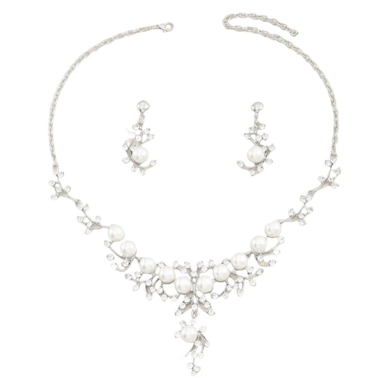 

Элегантный свадебный набор украшений Стразы Ожерелье Серьги-капли Серьги-подвески Набор украшений для вечеринки Подходит для свадьбы 1