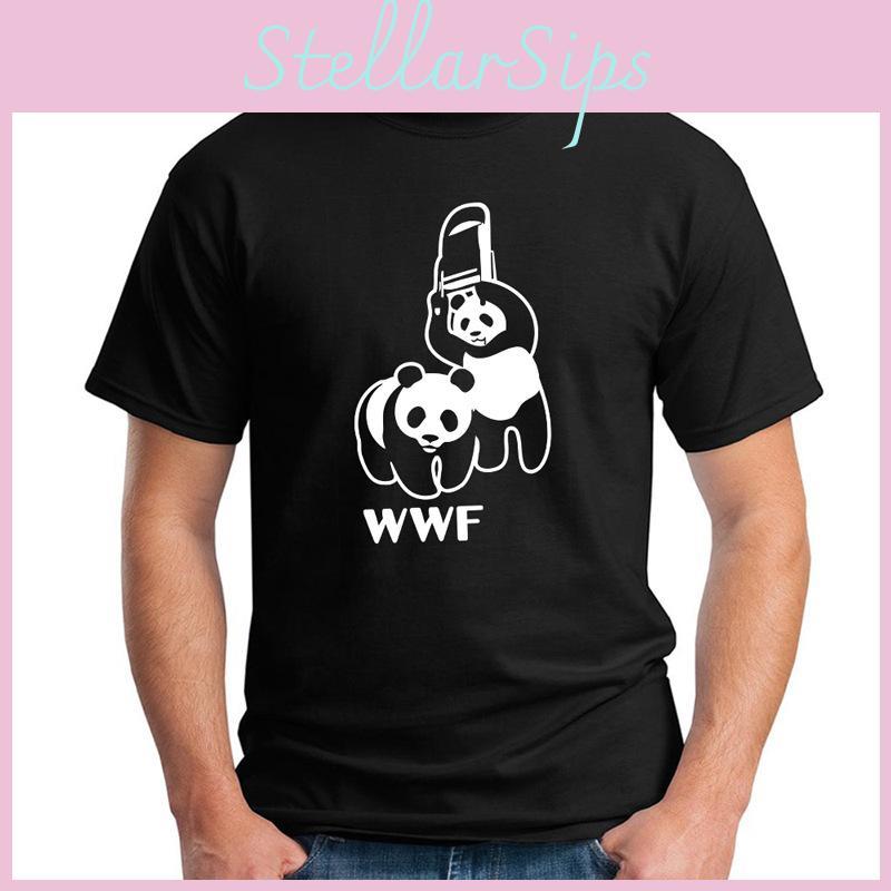Modisches Herren-Neues WWF Panda T-Shirt Lustiger Humor Rundhals Kurzarm T-Shirt