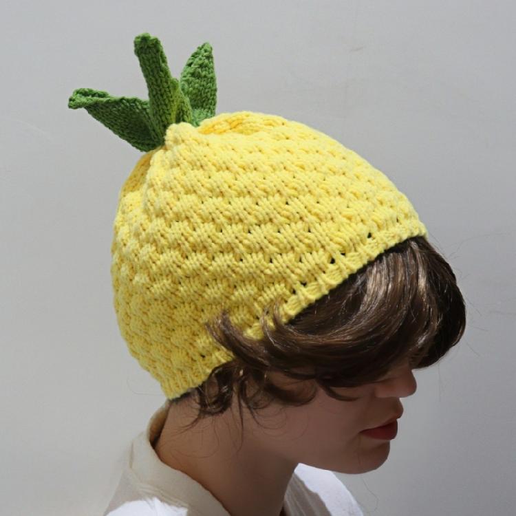 Originelle Frucht-Thema Schirmlose Mütze Handgehäkelt Winter Beanie für Damen Teenager 2000er Jahre Styles Kopfbedeckung Mode Kopfaccessoire