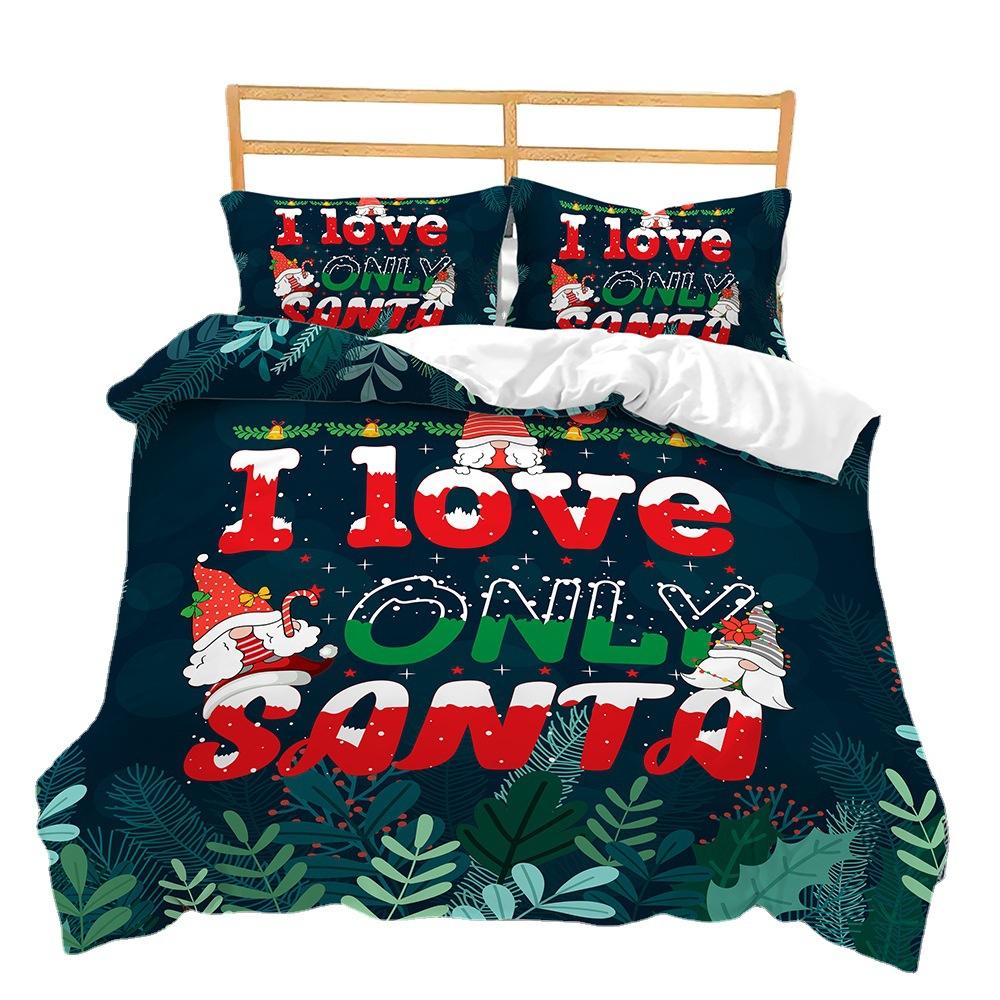 Christmas Classic Series Bed Three-Piece Quilt Cover 3D Digital Printing Kit Four-Piece Set