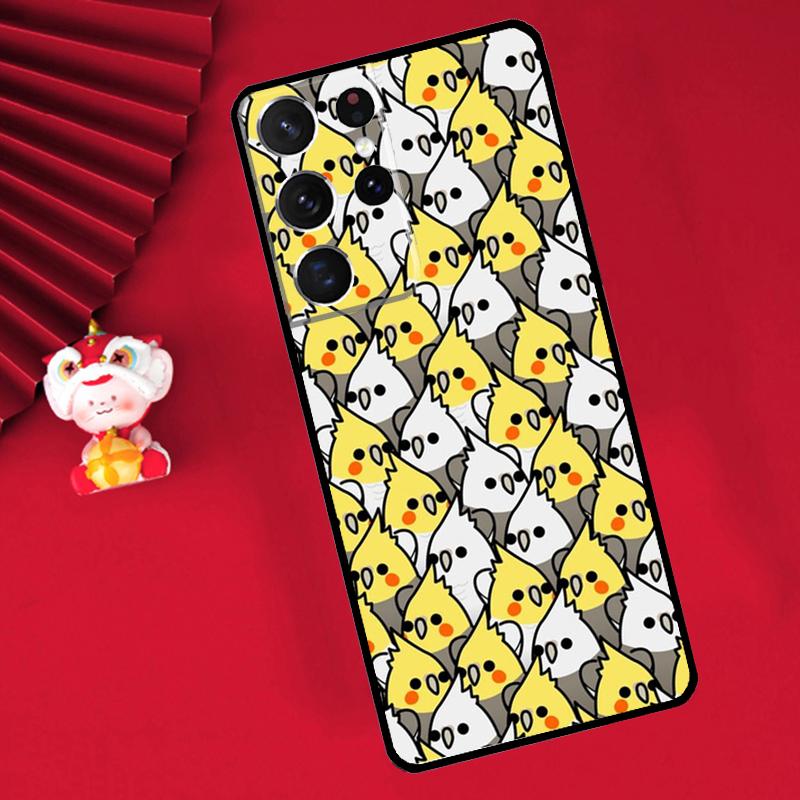 Cartoon Cockatiel Collage Case For Samsung Galaxy S25 S26 Ultra S22 S23 S24 Ultra S20 S21 Plus S10 S25 FE Cover Funda