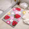 Cartoon Strawberry Plush Bath Mat Non-Slip Absorbent Floor Rug Bathroom Shower Door Entry Bedroom