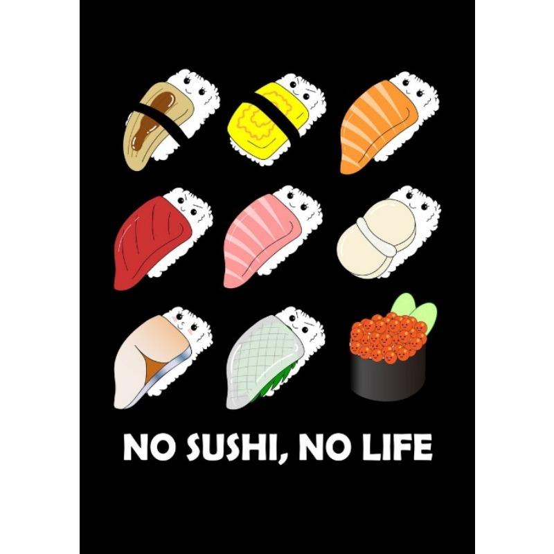 Sushi Foodie Cartoon Artwork Poster Leinwanddruck Sushi Niedliche Illustration Wandkunst Bild Küche Japanisches Essen Wanddeko