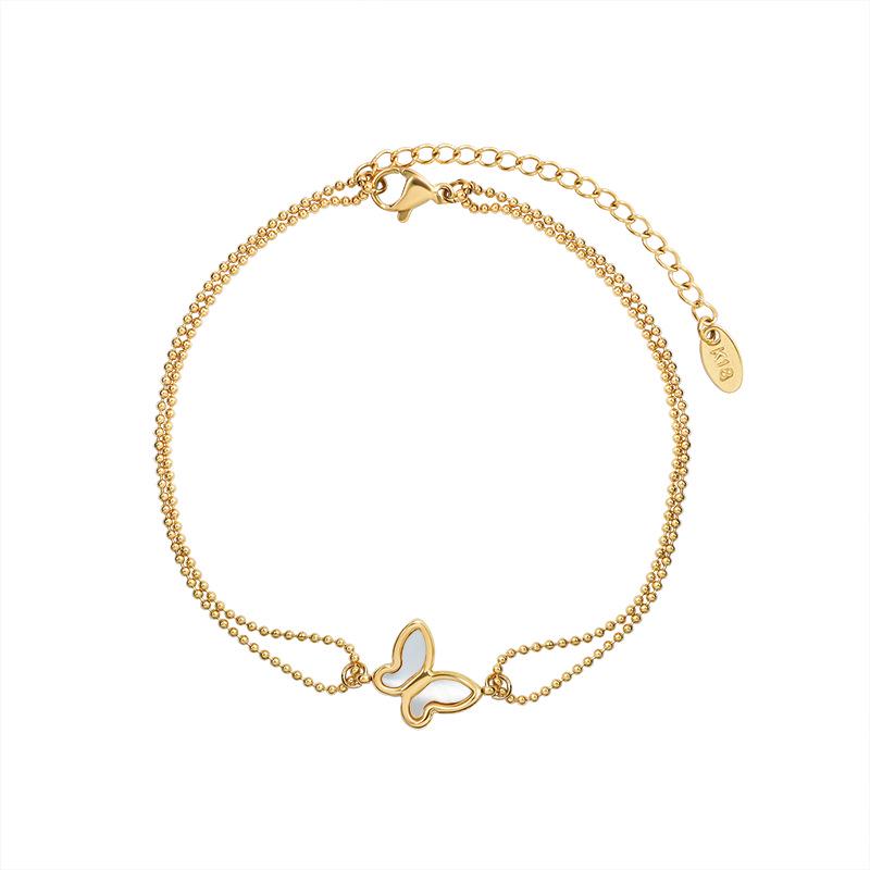 18K Gold-Plated Stainless Steel Butterfly Anklet for Women