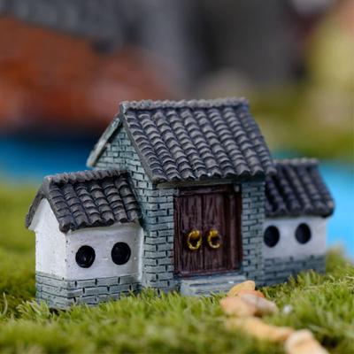 Donkey Retro Ancient Gate Resin Chinese Architecture Stone Mill Figurines Micro Landscaping Decor
