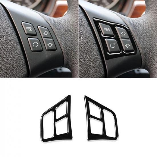 Glossy Piano Black Interior Steering Wheel Button Cover For 3 Series E90 2005-12