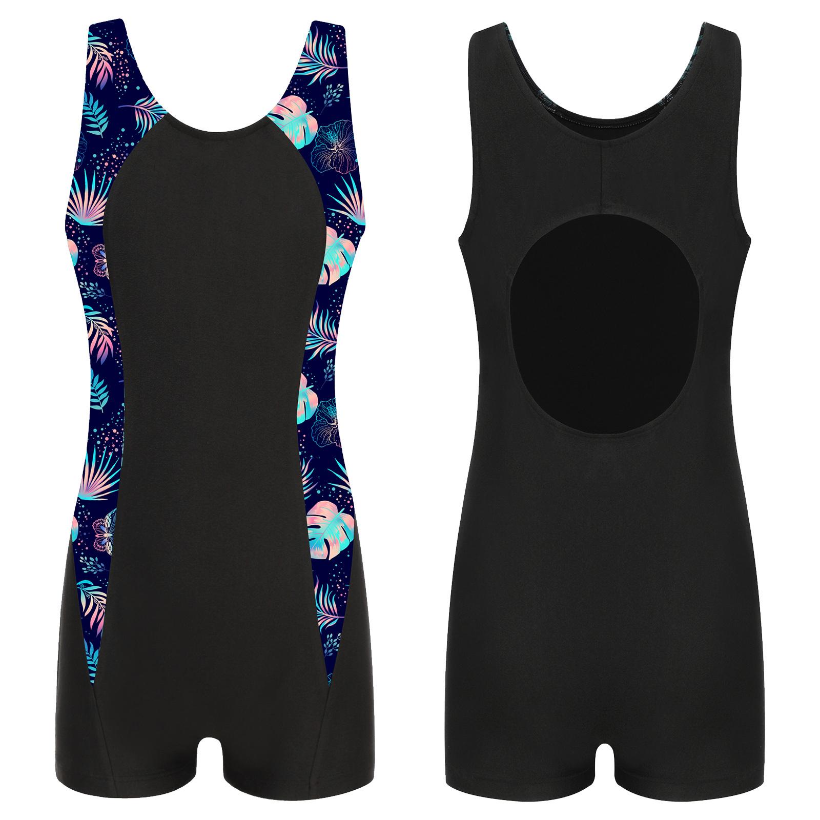 

Спортивний комбінезон для плавання Boyleg для дітей, цільний UPF 50+, купальний костюм для купання 7-8 Years темно-синього кольору/чорний