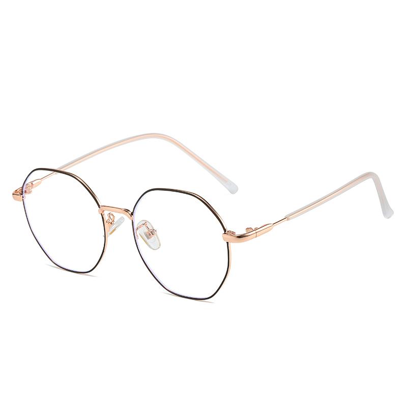 0 -0.5 -1.0 To -6.0 Women Men Blue Light Blocking Polygon Myopia Glasses Finished Fashion Metal Student Prescription Spectacles