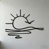 1pc 2D Flat Sunset Seagull Ocean Metal Wall Art, Plane Wall Sculpture for Living Room Bedroom Office Decor