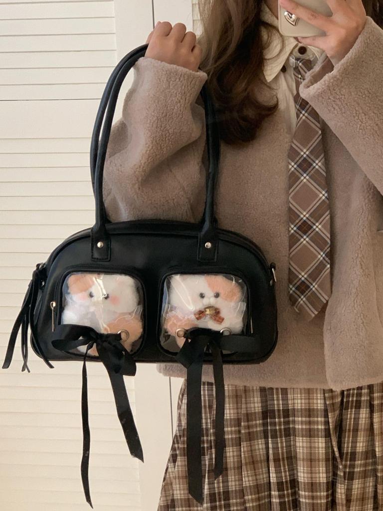 Stuffed Animal Ita Plush Toy Ita Oshikatsu Shoulder Oshi Otaku Activity [CLOGRATIA] Bag, Bag, Bag, Bag, Mini, Bag, Bag, Plush, (Black)