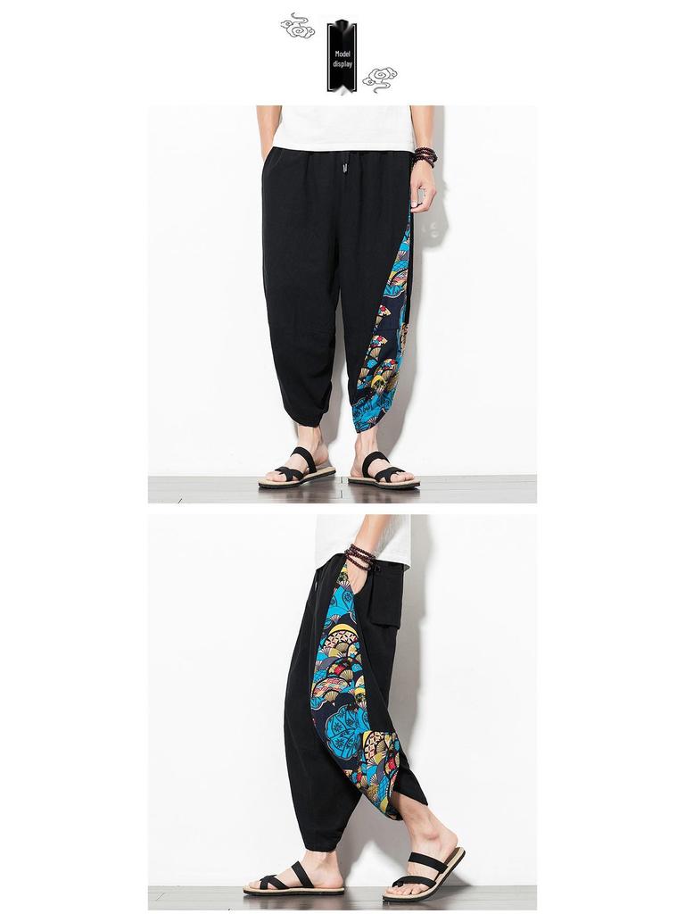 2024 Sommer Herren Baumwolle Leinen Haremshose, Chinesischer Stil, Übergröße, Lässige Mode