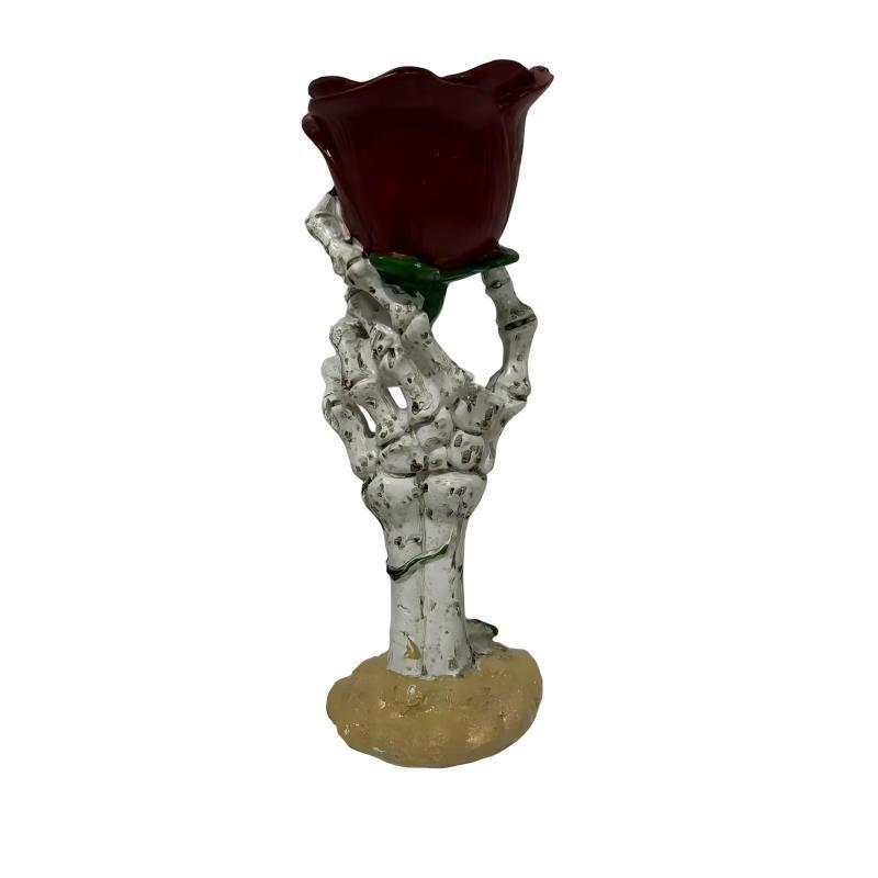 Decoration for The Tabletop Atmosphere - Halloween Skull-hand Rose Candlestick Set - Resin Home Decor - Retro and Romantic Candlestick