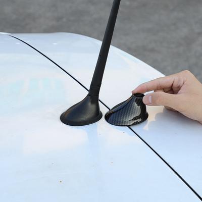 For Fiat 500 2011-2015 ABS Carbon fiber/Bright Silver Car Roof Antenna Cover Base Protection Decorative Cover Car Accessories
