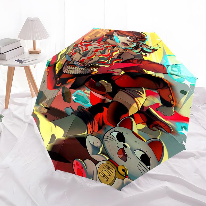 

1pc Maneki-neko Lucky Cat Automatic Folding Umbrella 3-Fold Design, 8-Bone Iron Frame, Outdoor, Perfect Gift for Fans, Travelers, Daily Use.C028