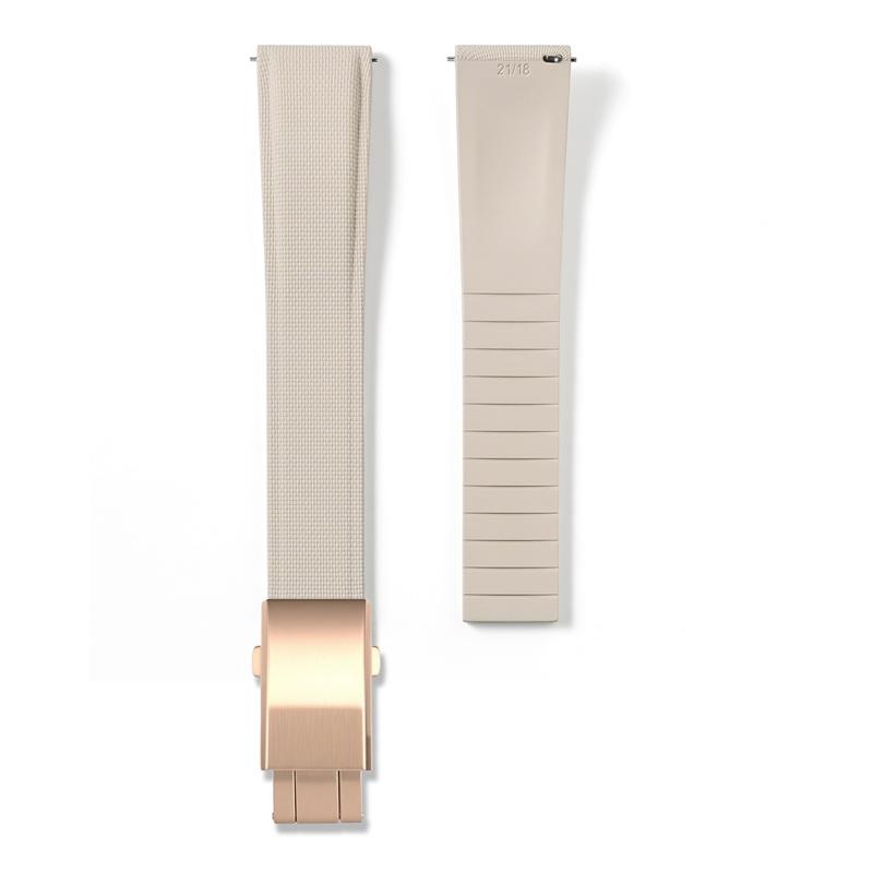 Hochwertiges Weiches FKM-Gummi-Uhrenarmband 20mm 21mm 22mm Perfekte Passform Flaches Ende Universelles Schnellwechsel-Uhrenarmband Auf Maß geschnitten 22mm beige/rose gold