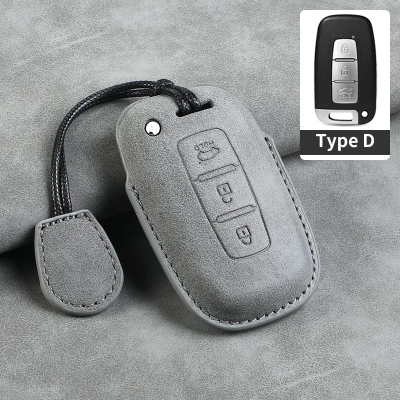 Funda para Llave de Coche para Hyundai Kona Ev Grandeur GN7 2023 IONIQ 6 Funda de Piel para Llave de Coche Accesorios