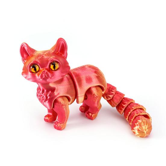 

3D-печатная фигурка кошки, подвижные суставы, фигурка кошки, шарнирная модель животного, игрушка для домашнего офиса, книжной полки, украшения рабочего стола, орнамент