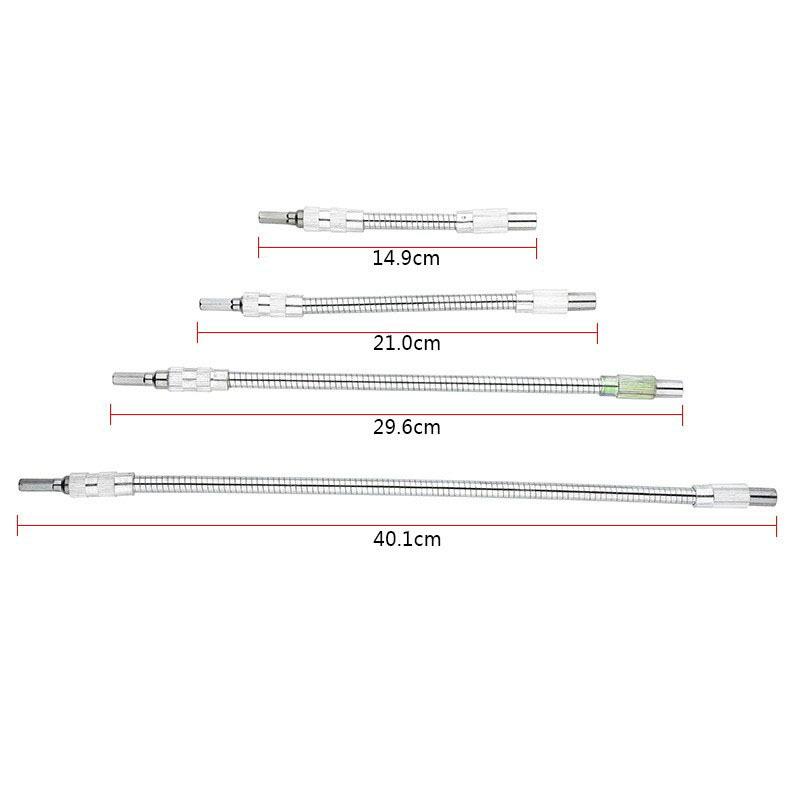 300mm Silver Hexagonal Handle Metal Universal Flexible Shaft Directional Screwdriver Connection Extension Rod Tool Accessory