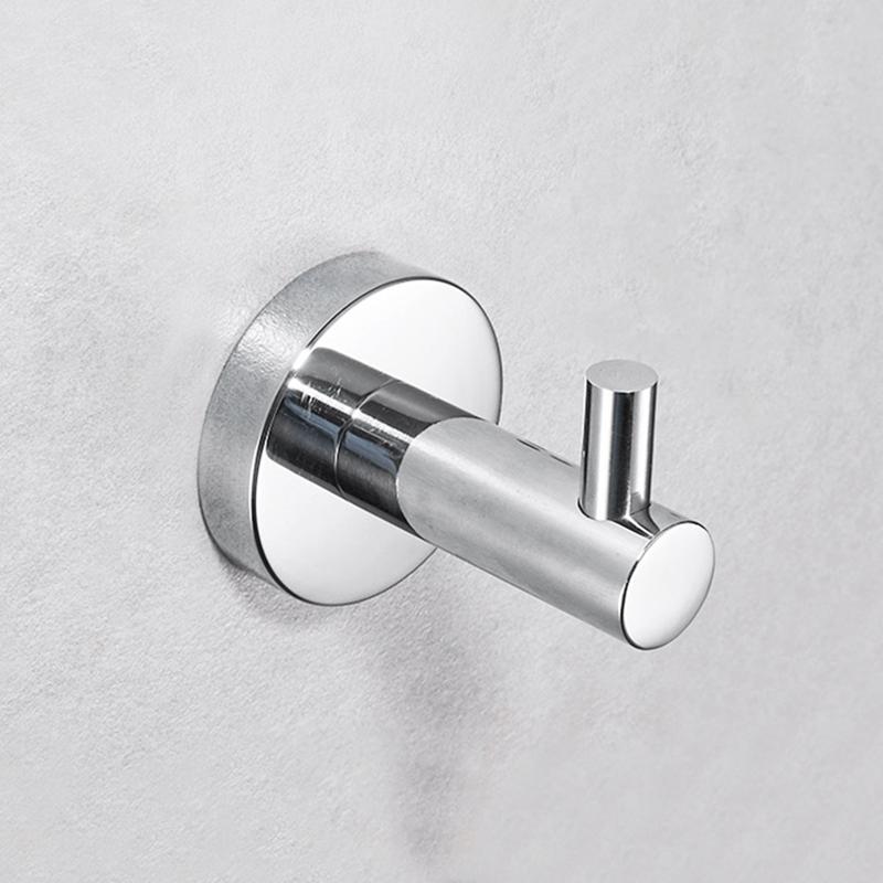 304 Stainless Steel Wall-Mounted Clothes Hook for Bathroom and Entrance - Single Hook for Coats, Hats, and Clothing