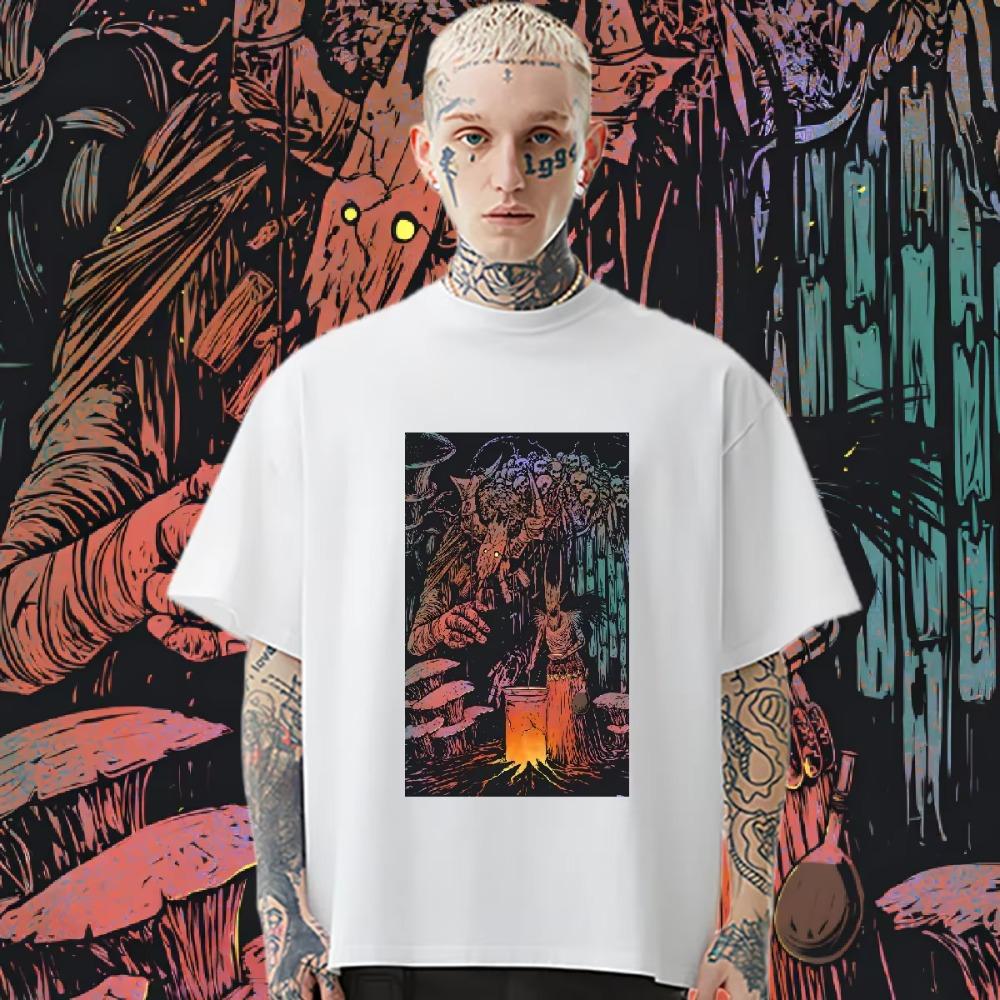 Dryad O-Neck Tops Loose Big Size Tshirt American Retro Rapper Tees Trendy Print Cotton Clothes Casual Comfort Men's T Shirt DIY