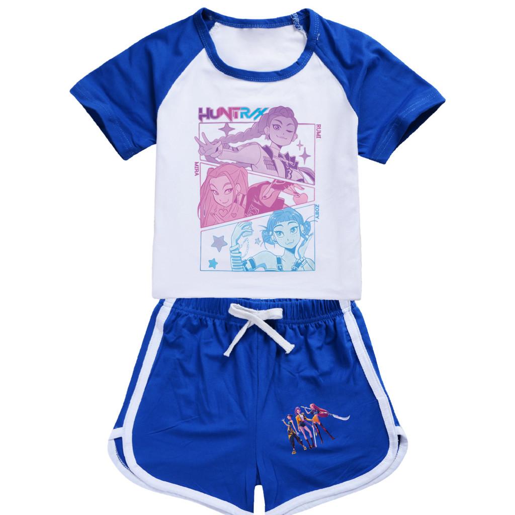 5104 Kinder Mädchen POP Rumi Zoey Mira Print T-Shirt Shorts Sport Trainingsanzug Kleidung Set