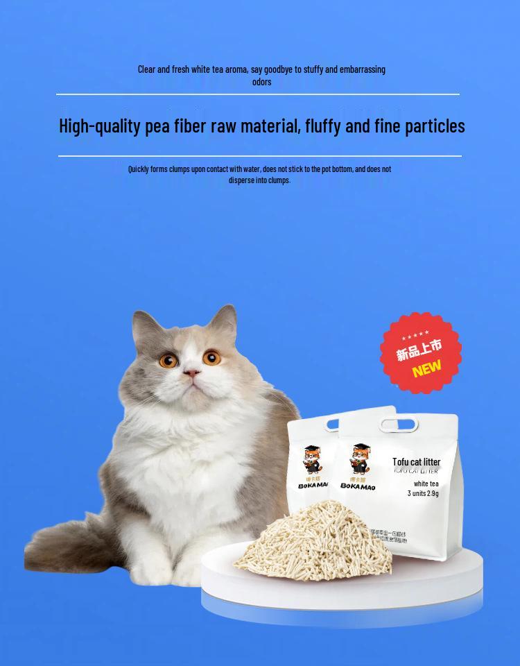 Boca Cat Deodorizing Tofu Litter, White Tea Scent, Dust-Free & Clumping, Indoor Use Only, 15kg.